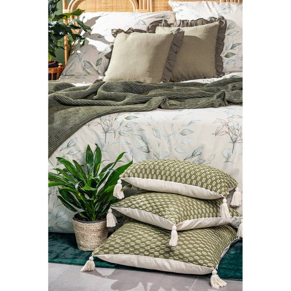 Montenegro Poszewka z grubej tkaniny bawełnianej Eurofirany oliwkowy
