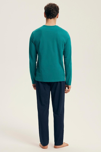 Piżama męska Core 43490 Vise  Henderson zielona – bawełniana, długi rękaw, eleganckie opakowanie