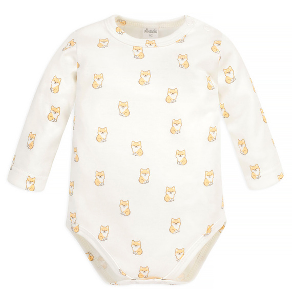 Lovely Day Body z długim rękawem Pinokio - ecru pieski
