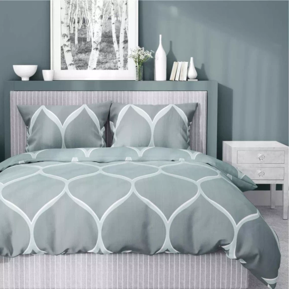 5221 A Pościel satynowa geometryczny Detexpol szary 