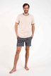 Lars Piżama Męska krótki rękaw beżowy