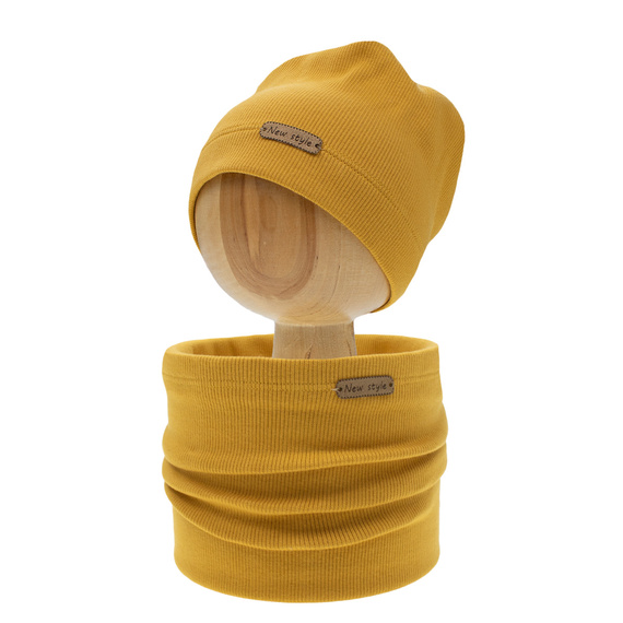 141283 Komplet czapka + komin Nicol - musztardowy