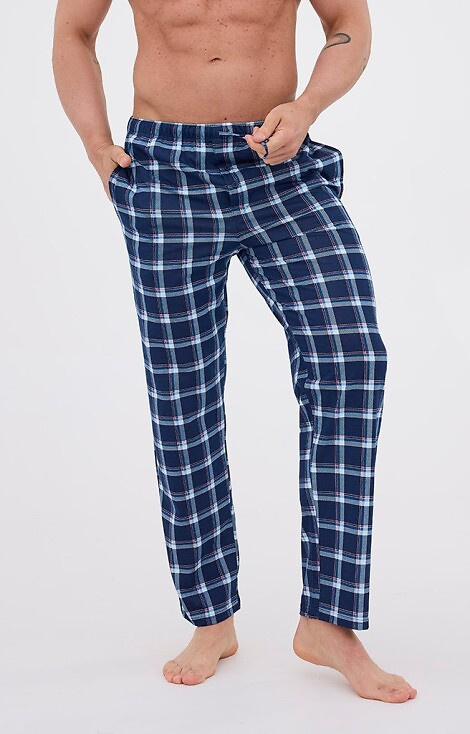 691/61 Spodnie piżamowe męskie Cornette  – długie, w kratkę, bawełna