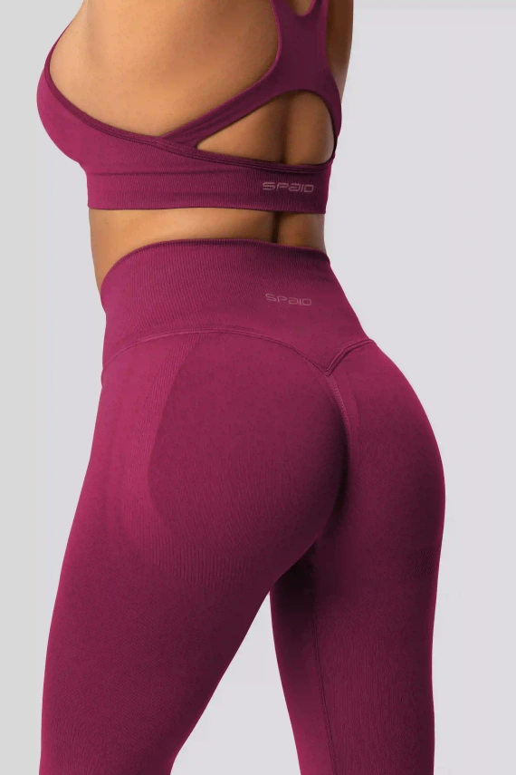 Legginsy push-up Spaio PRO modelujące kryjące wysoki stan red wine