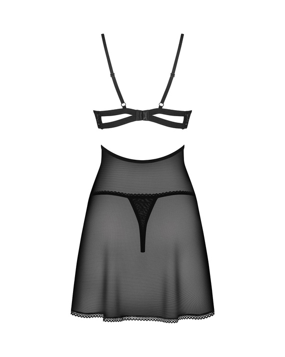 Nutris Komplet Babydoll Koszulka i stringi Obsessive - czarny