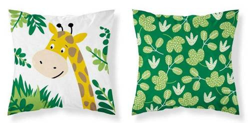 3945 A Mayamoo 105 Poszewka bawełniana żyrafa Detexpol zielony
