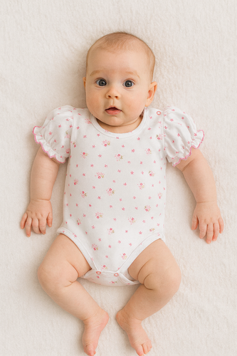 Body niemowlęce Martex krótki rękaw różowe kwiatki | Bawełniane dla niemowląt