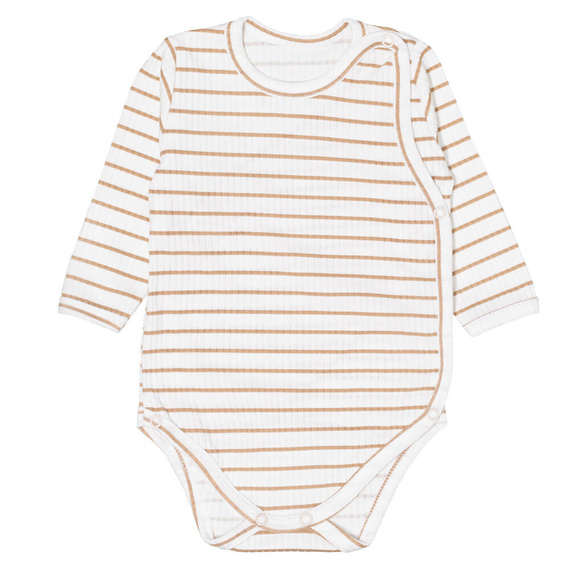 Paseczki komplet body i spodnie prążek Martex beżowy 