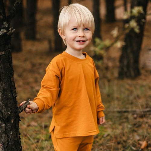 Bluzka dziecięca longsleeve Eevi Simply Comfy 100% bawełna- miodowy