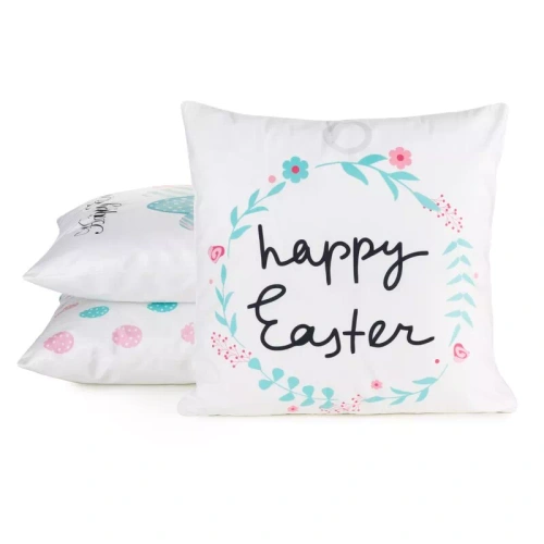 Eurofirany Wiosna 4 – poszewka wielkanocna dekoracyjna biała Happy Easter