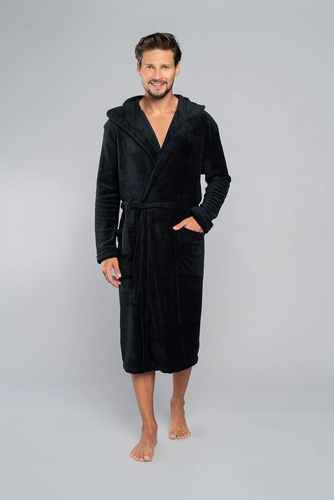 Mimas Szlafrok męski z kapturem Italian Fashion- grafit