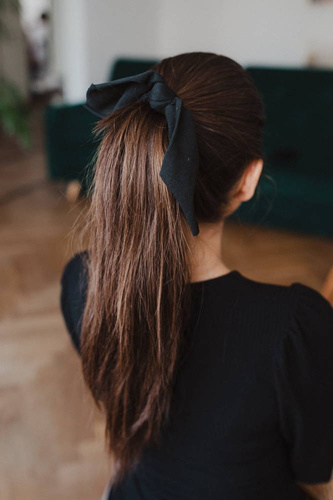 Scrunchie gumka do włosów ze wstążką Milk&Love czarny