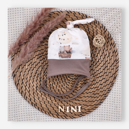 ABN-5666 Nini Czapka Niemowlęca Balloon Friends 100% Bawełna Organiczna – Polska Jakość