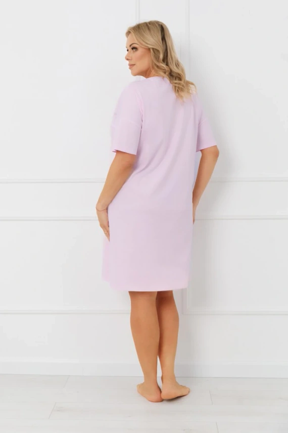 Koszula nocna damska ERULA Italian Fashion bawełna jersey krótki rękaw- różowa