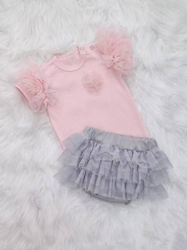 Inez Body z krótkim rękawem Bambarillo pudrowy róż