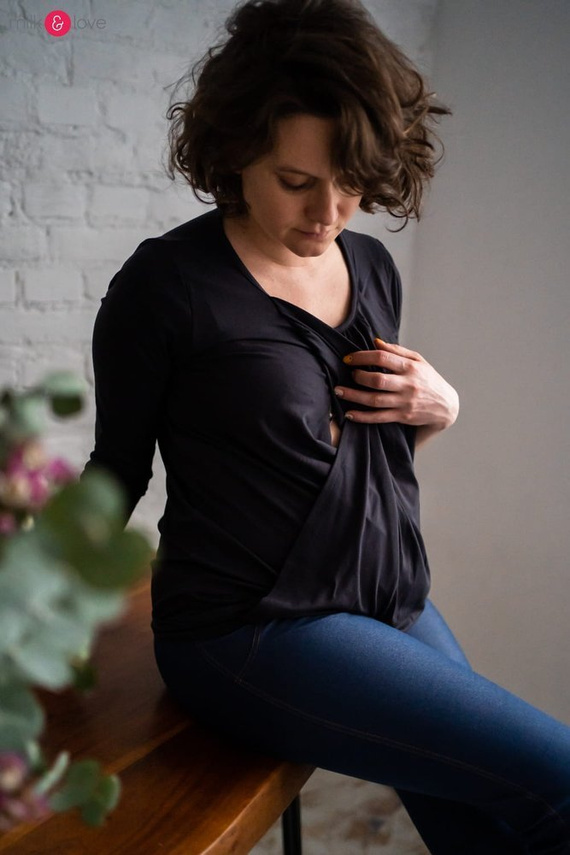 Kangaroo bluzka ciążowa i do karmienia z rękawem 7/8 Milk&Love rose brown