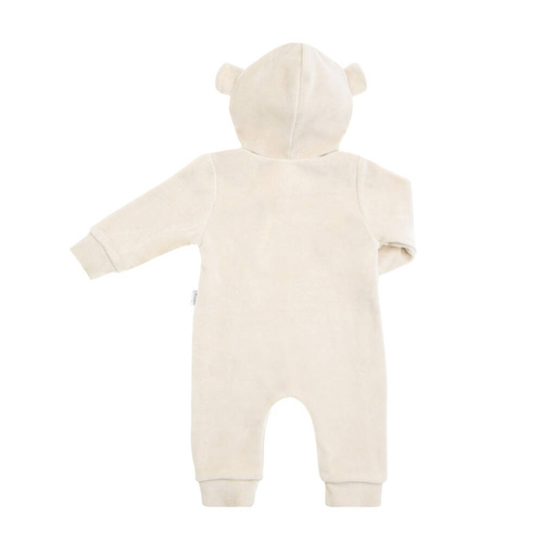 141293 Pajac welurowy z podszewką Nicol - beżowy