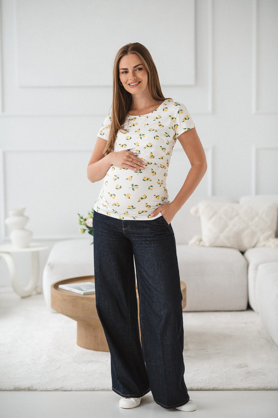 Milk Shirt Bluzka do karmienia i ciążowa z krótkim rękawem Milk&Love w cytrynki - wygodna i stylowa