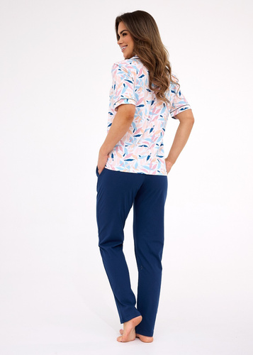 696/453 Piżama damska Cornette Anette | Bawełna, rozpinana, długi dół, krótki rękaw