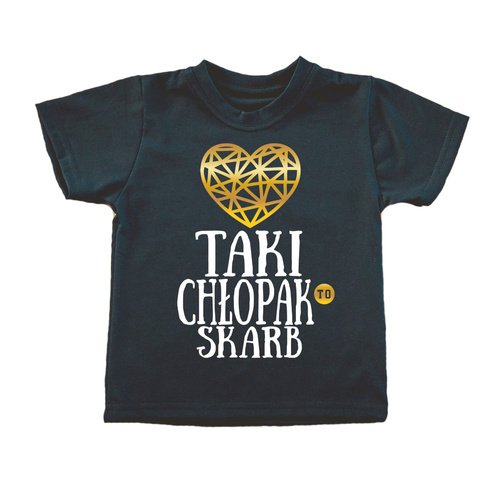 "TAKI CHŁOPAK TO SKARB" Koszulka dziecięca krótki rękaw Moocha czarny