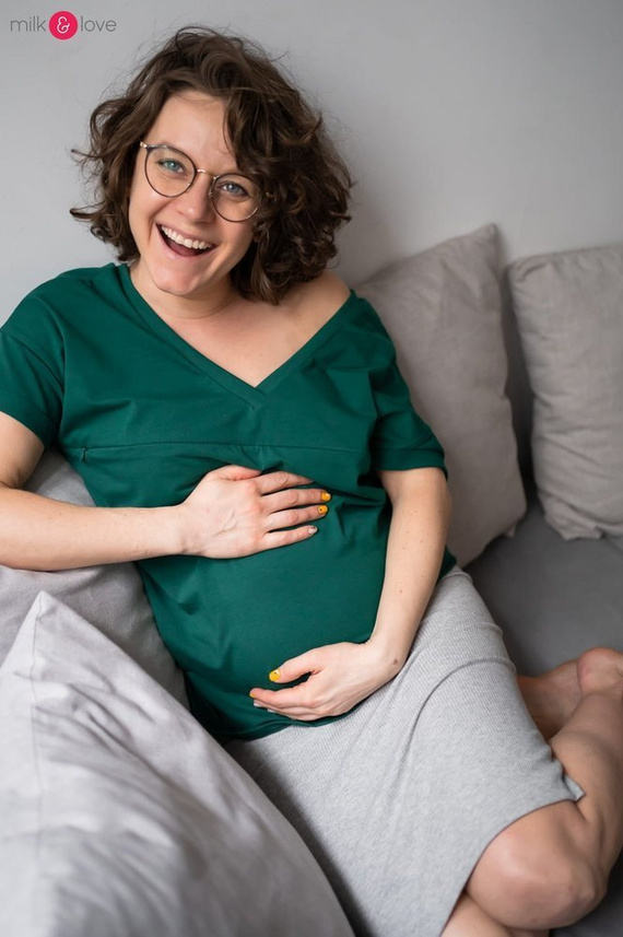 Spódnica ciążowa Tummy z dzianiny w prążki Milk&Love mięta