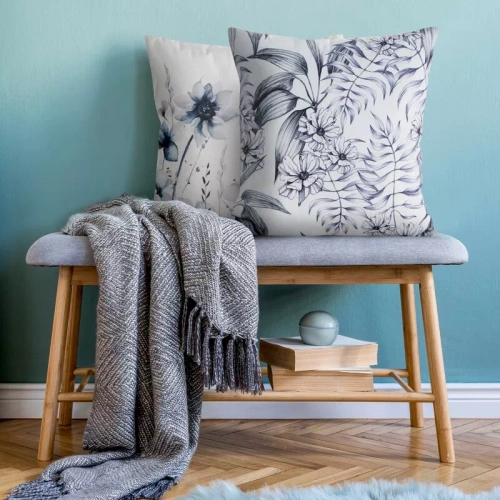 Poszewka 45x45 Mink 30 Eurofirany welur kwiaty dekoracyjna