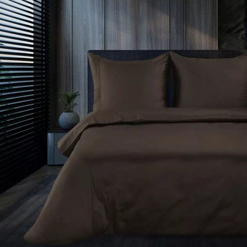 1G Elegant Pościel satynowa Eva Minge Eurofirany brązowy | Makosatyna 100% bawełna