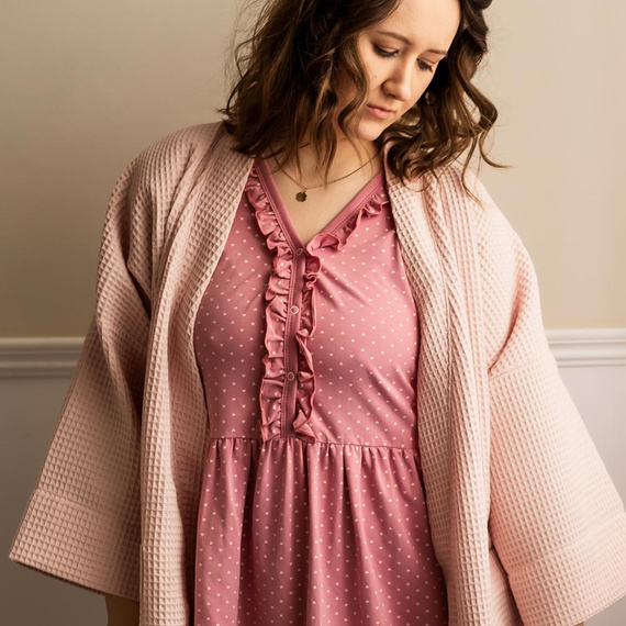 Linda Koszula Nocna ciążowa do karmienia Eevi- różowa w serca