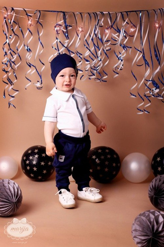 045B Little Gentleman Body koszulowe z krótkim rękawem Marija - krawacik