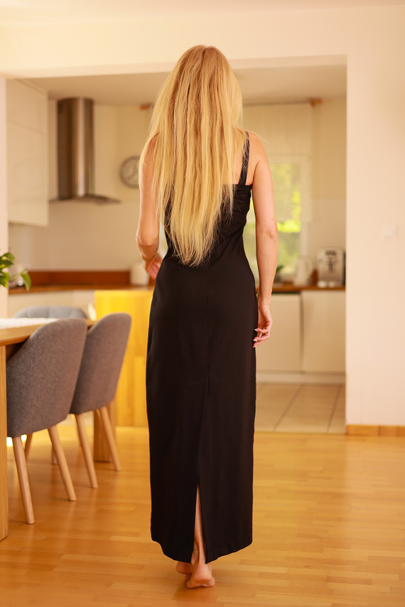 Irving — damski zestaw: sukienka maxi + bluza, 95% bawełna 5% elastan | polska marka Mirale - czarny