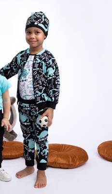 178272 Spodnie dresowe "Dino" Nicol - czarny/turkusowy