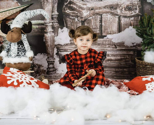 163556 Sukienko-body + opaska "Magia Świąt" Nicol - kratka: czarny, czerwony