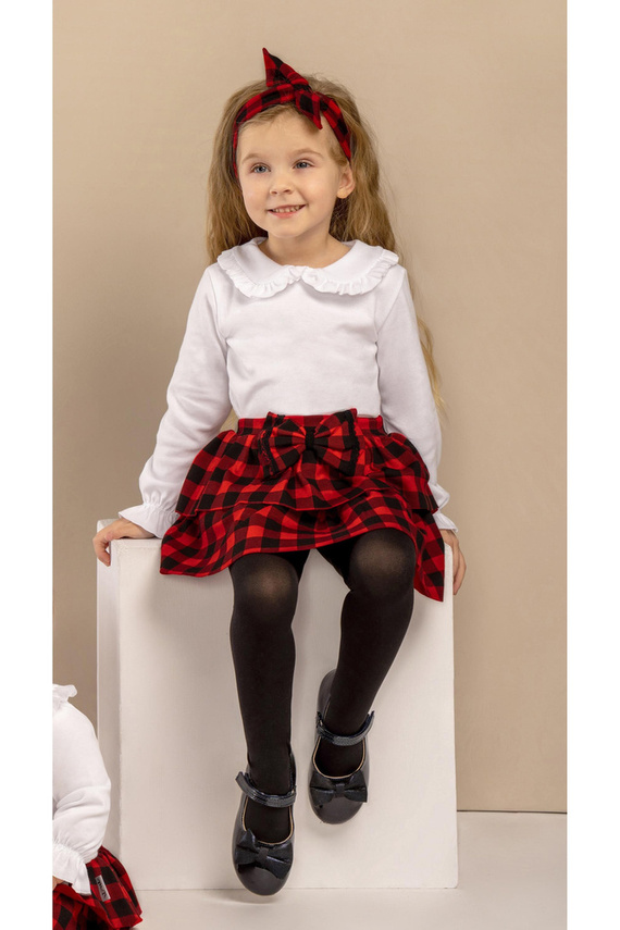 163578 Spódniczka bawełniana "Magia Świąt" Nicol - kratka: czarny, czerwony