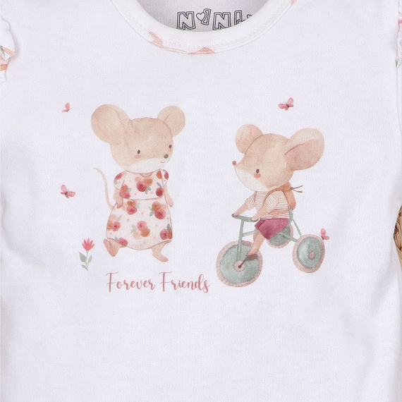 ABN-5690 Body niemowlęce Nini Małe Myszki bawełna organiczna napy ramię antyalergiczne