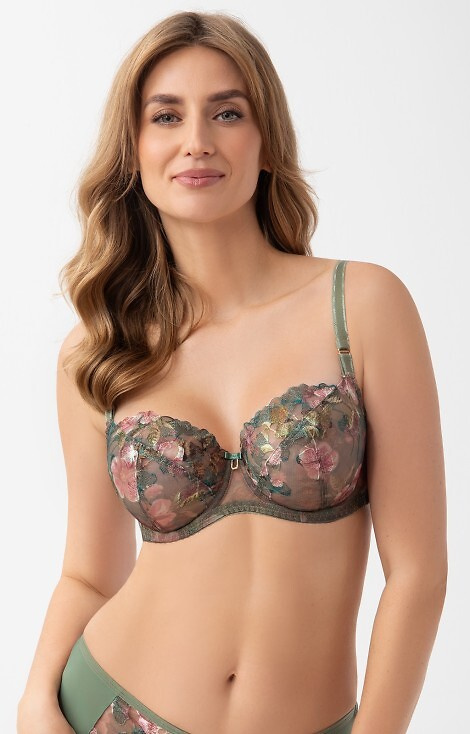 K 939 Delaila biustonosz soft Gorsenia zielony – transparentny, haftowany, na fiszbinach