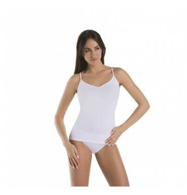 2704 Melisa Koszulka Na Ramiączkach Bawełniana V Teyli - biały