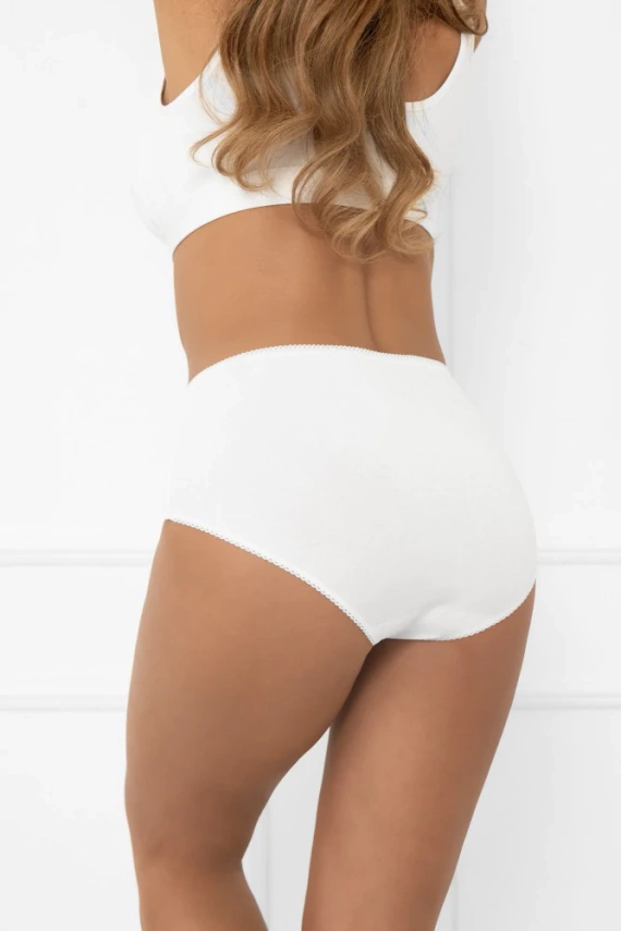 Figi damskie Libra maxi z koronkowym akcentem | Italian Fashion biały 