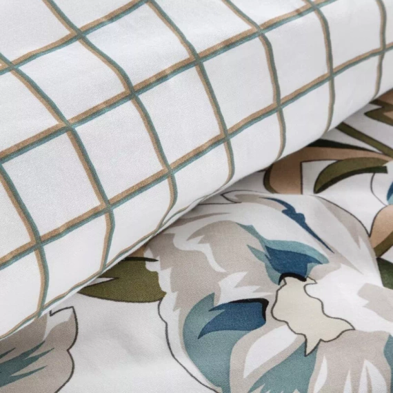 Spring 40 Kwiaty pościel satynowa Eurofirany biały/turkusowy