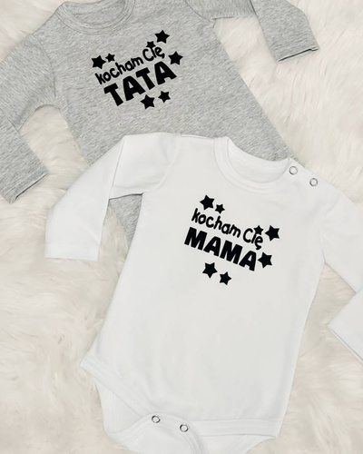 "Kocham Cię Mama gwiazdki" Body z długim rękawem Bambarillo biały