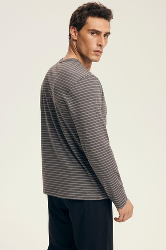 Piżama męska Premium 43455 New Henderson szara – bawełniana, długi rękaw, eleganckie opakowanie