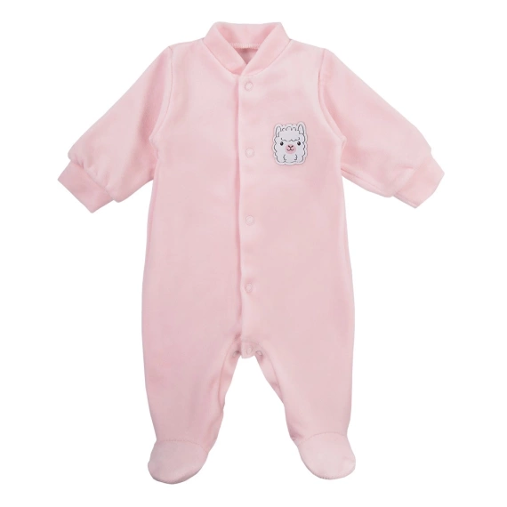 "Baby Love" Pajac welurowy z naszywką Ewa Klucze - beż 