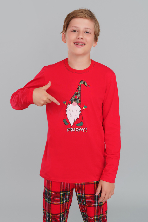 Narwik Piżama chłopięca Italian Fashion- czerwony/druk 