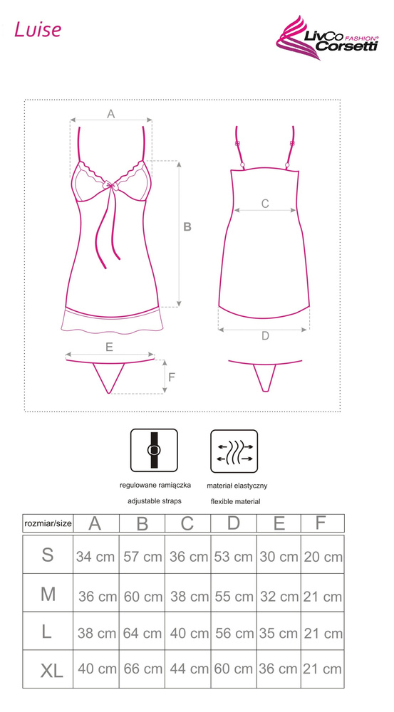 Luise Black Koszulka damska — zmysłowa, różowa | LivCo Corsetti Fashion