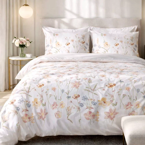 Pościel satynowa Satynlove 1553/1 100% bawełna 110 g/m² kwiatowa + poszewki 70x80