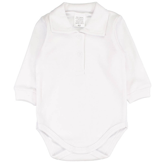 Body białe z kołnierzykiem długi rękaw dla chłopca