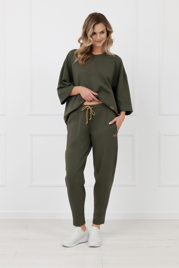 Bluza Kaori Italian Fashion 3/4 rękaw bawełna elastan- ciemny oliwkowy