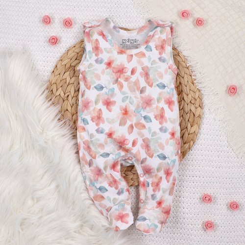 ABN-5420 Kolorowe kwiatki Śpiochy z bawełny organicznej Nini druk  