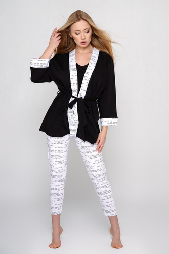 Sensis Antonella Szlafrok damski - czarny-biały 