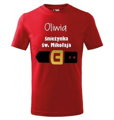 "Śnieżynka św. Mikołaja"  Koszulka dziecięca krótki rękaw świąteczna Moocha czerwony