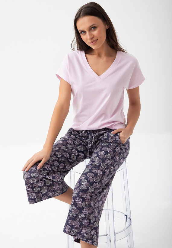 314 Piżama damska Luna -różowy fioletowy